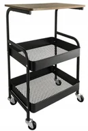 Regały - Regał na kółkach łazienkowy czarny z blatem półki 78,5x52 cm stal Mdf - miniaturka - grafika 1