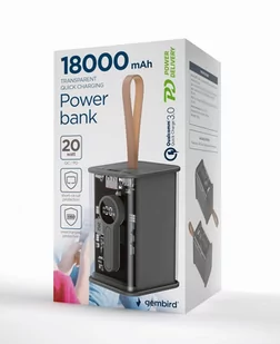 GEMBIRD PowerBank Transparentny 18000mAh QC3.0 Czarny - Powerbanki - miniaturka - grafika 3