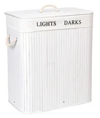 Kosze na bieliznę - Biały bambusowy kosz na pranie z dwiema komorami W2-D76 - miniaturka - grafika 1