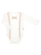 Body dla niemowląt - Chłopięce body na długi rękaw z muszką kremowe Nicol,r.56 - miniaturka - grafika 1