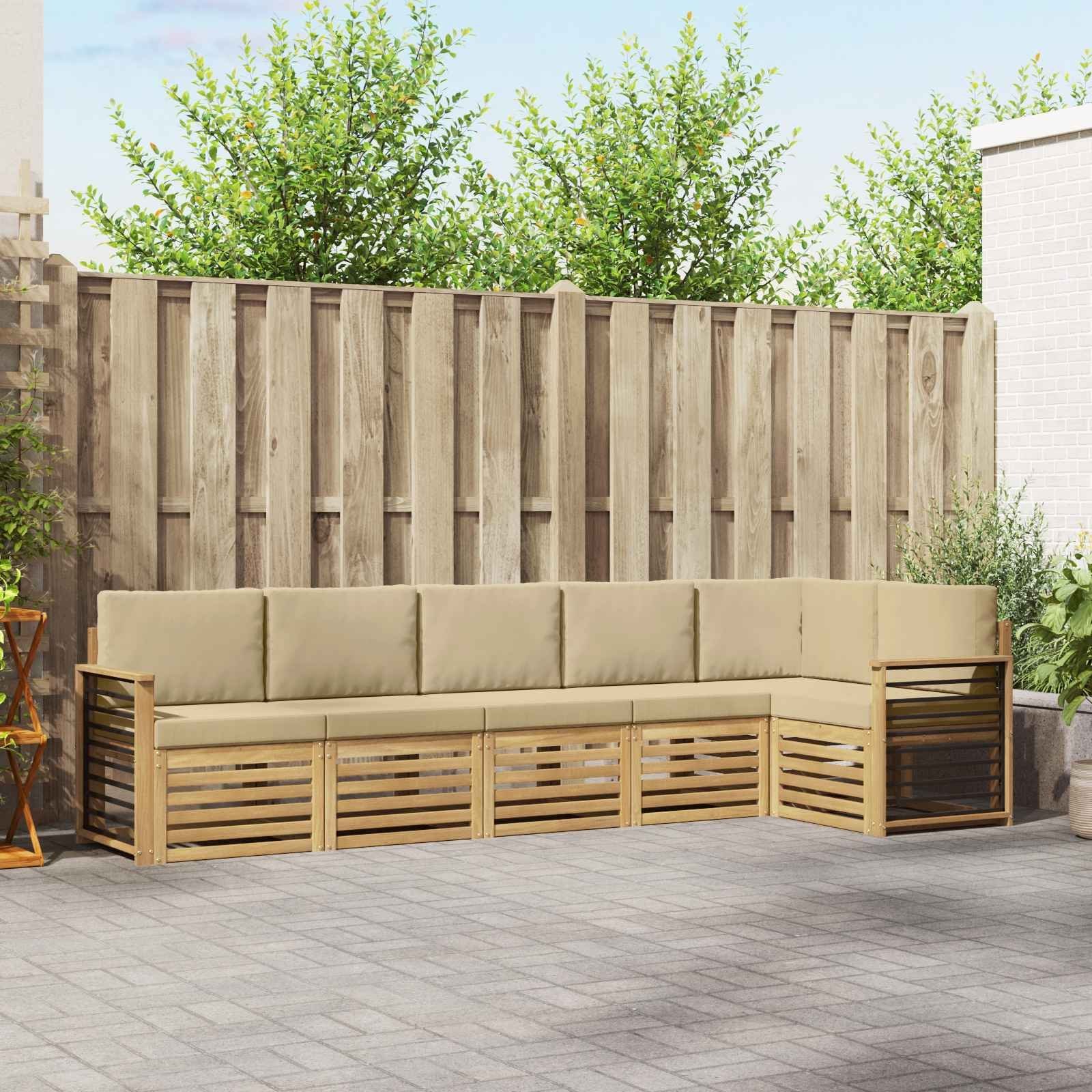 vidaXL Zestaw sof na zewnątrz 6 pcs Biały i Beżowy 306 x 128,5 x 73 cm