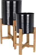 Donice - Blumfeldt na drewnianym stojaku metalowa 2 sztuki czarna FZ3000510 - miniaturka - grafika 1