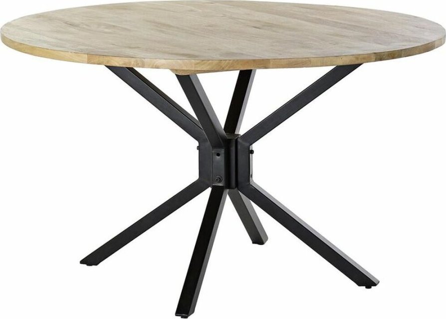 DKD Home Decor Stoły do Jadalni DKD Home Decor 127 x 127 x 75 cm Naturalny Czarny Metal Aluminium Drewno mango