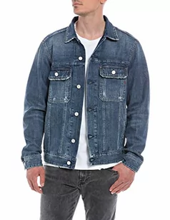 Replay męska kurtka jeansowa z bawełny, 007 Dark Blue, XXL - Kurtki męskie - miniaturka - grafika 1