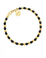 Bransoletki - Złota bransoletka z fasetowanego onyksu i złotych kuleczek - miniaturka - grafika 1