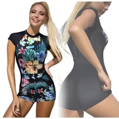 Stroje kąpielowe - Strój kostium kąpielowy jednoczęściowy do surfingu sup z rękawem zamek xxl - miniaturka - grafika 1