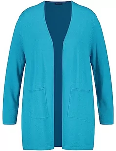 Samoon Damski długi kardigan z długim rękawem kurtka dzianinowa kardigan jednokolorowy, River Blue, 46 Duże Rozmiary - Swetry damskie - miniaturka - grafika 1