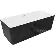 Wanny - Mexen Nila wanna wolnostojąca ryflowana 170 x 75 cm, biała/czarna, przelew różowe złoto - 52841708075-60 - miniaturka - grafika 1