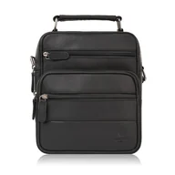 Torby męskie - Saszetka męska na ramię skórzana vintage do pracy czarna t-128-hbl - miniaturka - grafika 1