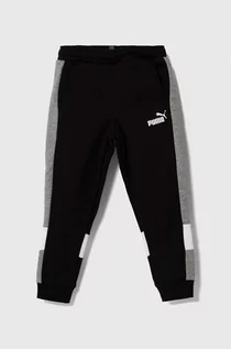 Spodnie i spodenki dla dziewczynek - Puma spodnie dresowe dziecięce ESS Block Sweatpants FL B kolor czarny melanżowe - grafika 1