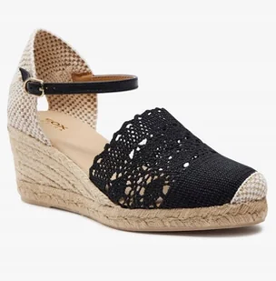 GEOX ESPADRYLE DAMSKIE ZE SKÓRĄ CZARNE NA OBCASIE 38 JJD - Espadryle damskie - miniaturka - grafika 1