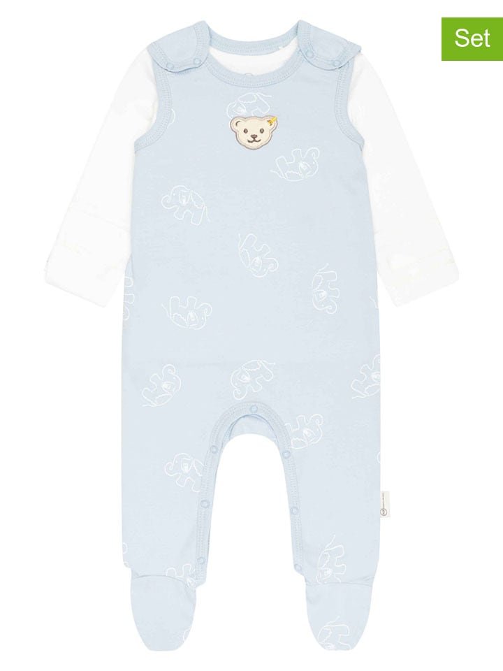 Steiff 2-częściowy zestaw w kolorze błękitno-białym