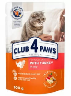 CLUB 4 PAWS CLUB 4 PAWS FOR ADULT CATS WITH TURKEY IN JELLY - Mokra karma dla kotów - miniaturka - grafika 1