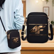 Torebki damskie - TEMU 1 szt. MS EF Damska i Unisex Czarna Torba na Ramię z Złotym Nadrukiem Logo 4F - Regulowany Pasek, Złote Zamki, Materiał Nie Tekstylny, Złote - miniaturka - grafika 1