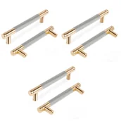 Zawiasy, okucia i inne akcesoria - Uchwyty meblowe radełkowane, uchwyty do szafek kuchennych, uchwyty do szuflad, rozstaw osi 128 mm, 6 sztuk (złoty + szary) - miniaturka - grafika 1