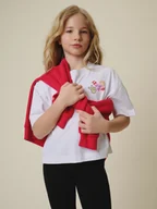 Koszulki dla dziewczynek - 4F T-shirt loose z nadrukiem dziewczęcy - biały 158/164 (12-14 lat) - miniaturka - grafika 1