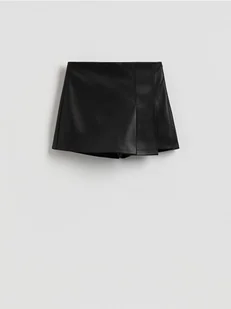 Reserved - Spódnico-szorty z imitacji skóry - czarny - Spódnice - miniaturka - grafika 1