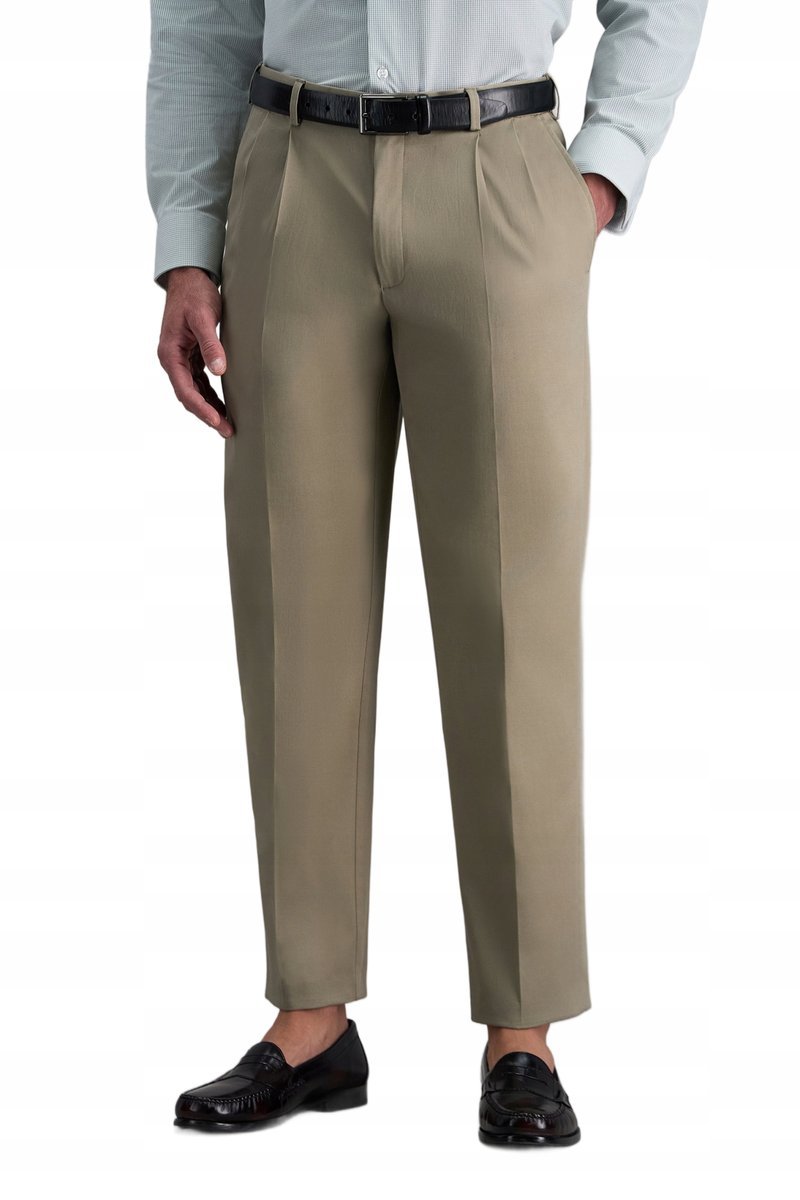HAGGAR ELEGANCKIE SPODNIE CHINOS BEŻOWE PROSTE Z PASKIEM 42/30 6_A