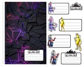 Szkolne artykuły papiernicze - NAKLEJKI NA ZESZYT ZESZYTY NALEPKA 8szt - FORTNITE WZORY Z GIER + POSTACIE - miniaturka - grafika 1