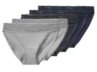 Majtki damskie - esmara® Majtki slipy damskie z bawełną, 5 par (granatowy / ciemnoszary / jasnoszary, XL (48-50)) - miniaturka - grafika 1