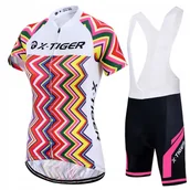 Spodenki rowerowe - Spodenki Rowerowe Koszulka Komplet Damski WKŁADKA ŻELOWA X-Tiger SZELKI XL - miniaturka - grafika 1
