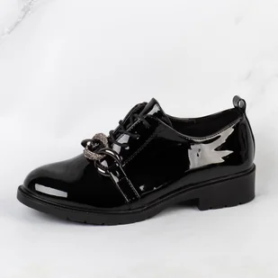 Czarne lakierowane półbuty damskie S.Barski 323a - S.BARSKI - Półbuty damskie - miniaturka - grafika 1