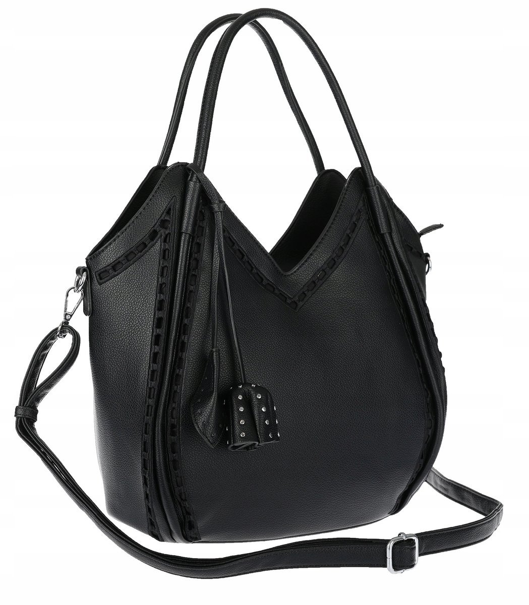 Torebka Damska kuferek shopper włoska marka Maria C. pojemna MC602 Czarna