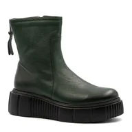 Botki damskie - Zielone skórzane botki LM60369 - Neścior - miniaturka - grafika 1