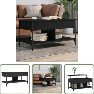 The Living Store stolik kawowy czarny 100x50x50 cm materiał drewnopochodny i metal - Ławy i stoliki kawowe - miniaturka - grafika 1