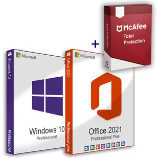 Microsoft Windows 10 Pro (OEM) + Office 2021 Professional Plus (Aktywacja online) + McAfee Total Protection (5 urządzeń / 1 rok) Family Pack - Systemy operacyjne - miniaturka - grafika 1