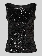 Koszulki i topy damskie - Top cekinowy o kroju regular fit z aksamitu model ‘KAM’ - miniaturka - grafika 1
