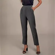 Spodnie damskie - Damskie spodnie chinosy - Szary - miniaturka - grafika 1