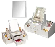 Biżuteria - akcesoria - Szkatułka na biżuterię Toaletka z Lusterkiem na Kosmetyki Organizer Glamour - miniaturka - grafika 1