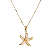 Naszyjniki - Biżuteria z rozgwiazdą opalizujące ramiona, wyjątkowy styl w kolorze złotym - miniaturka - grafika 1