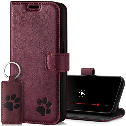 SURAZO Premium etui na telefon komórkowy Samsung Galaxy A34 5G 5G – etui ochronne z prawdziwej skóry z motywem łapy – etui z klapką RFID [magnes, funkcja stojaka, kieszeń na karty], etui z klapką,