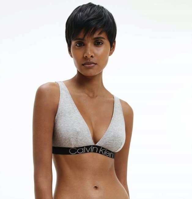 CALVIN KLEIN BIUSTONOSZ DAMSKI SZARY BRALETKA Z LOGO GŁADKI 2A2F6_A* XS 2_2