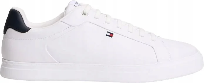 BUTY TOMMY HILFIGER ICON COURT TRAMPKI MĘSKIE BIAŁE SKÓRZANE 42