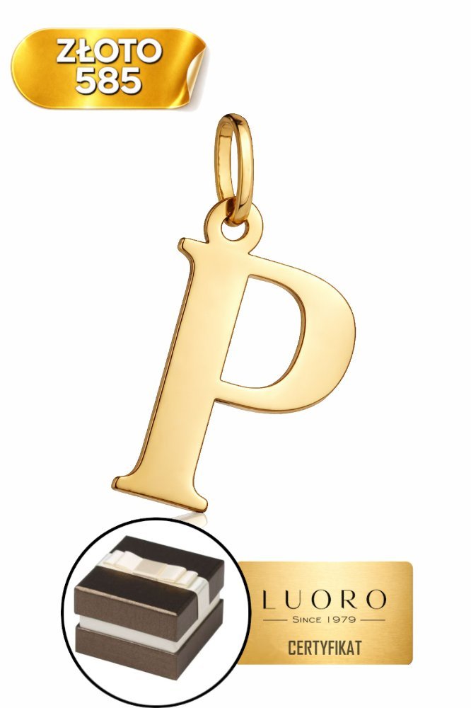 ZAWIESZKA ZŁOTA 585 14K LITERKA P DUŻA 24 MM ELEGANCKA PREZENT