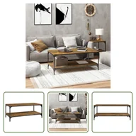 Ławy i stoliki kawowe - The Living Store stolik kawowy dąb wędzony 80x50x40 cm materiał drewnopochodny - miniaturka - grafika 1