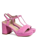 Sandały damskie - LLOYD Skórzane sandały w kolorze różowym - miniaturka - grafika 1