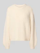 Swetry damskie - Sweter o kroju relaxed fit z dzianiny z dodatkiem wełny model ‘CARMEN’ - miniaturka - grafika 1