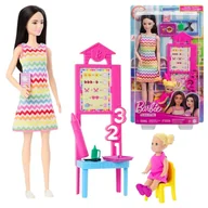 Lalki dla dziewczynek - Barbie Kariera Zestaw Lalka Nauczycielka Czarne Włosy + Akcesoria Uczennica 3+ - miniaturka - grafika 1