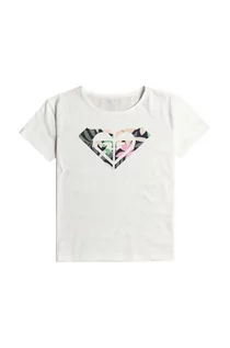 Koszulki dla dziewczynek - Roxy t-shirt bawełniany dziecięcy DAY AND NIGHT kolor biały - grafika 1