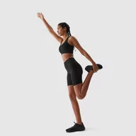 Spodnie sportowe damskie - Damskie legginsy krótkie treningowe 4FRSS24TFSHF694 - czarne - miniaturka - grafika 1