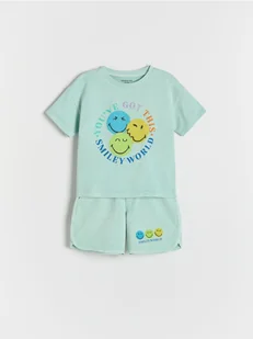 Reserved - Bawełniany komplet Smiley® - niebieski - Spodenki dla niemowląt - miniaturka - grafika 1