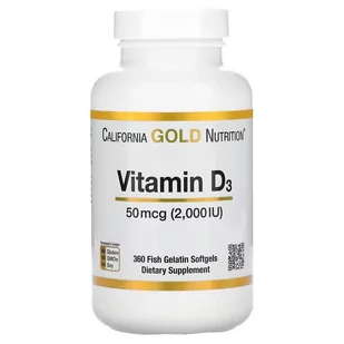 California Gold Nutrition Vitamin D3, 50 mcg (2,000 IU), 360 kaps. - Suplementy naturalne - miniaturka - grafika 1