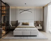 Łóżka - Łóżko lewitujące tapicerowane AVEIRO z pojemnikiem i stelażem podnoszonym - 120x200 - PARIS - White - miniaturka - grafika 1