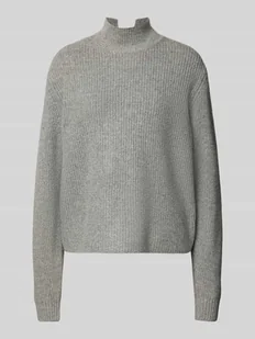 Sweter z dzianiny ze stójką i obniżonymi ramionami - Swetry damskie Sweter z dzianiny ze stójką i obniżonymi ramionami - Swetry damskie - miniaturka - grafika 1