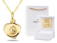 Biżuteria dla dzieci - ZŁOTY KOMPLET MEDALIK ŁAŃCUSZEK NA CHRZEST ŚWIĘTY KOMUNIĘ ŚWIĘTĄ 14KT 585 - miniaturka - grafika 1