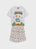 Piżamy chłopięce - Sinsay - Bawełniana piżama dwuczęściowa Teenage Mutant Ninja Turtles - szary - miniaturka - grafika 1